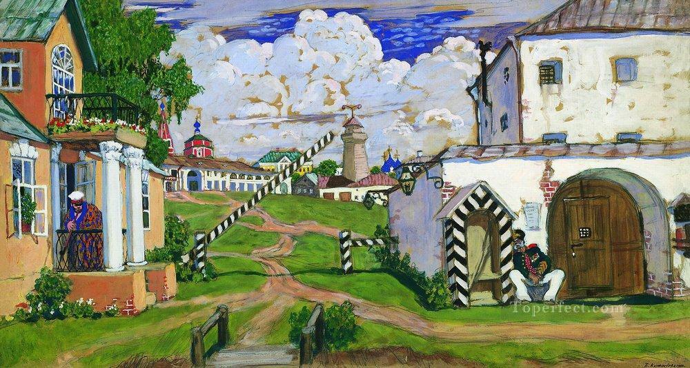 Plaza a la salida de la ciudad 1911 Boris Mikhailovich Kustodiev escenas de la ciudad del paisaje urbano Pintura al óleo